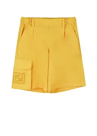 Желтые широкие шорты Fendi детские
