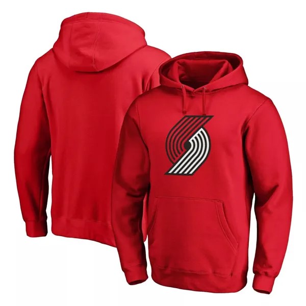 Мужской красный пуловер с капюшоном с логотипом Portland Trail Blazers Primary Team Fanatics