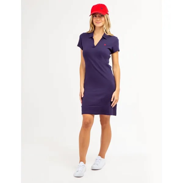 Платье-поло U.S. Polo Assn. Split Neck, темно-синий