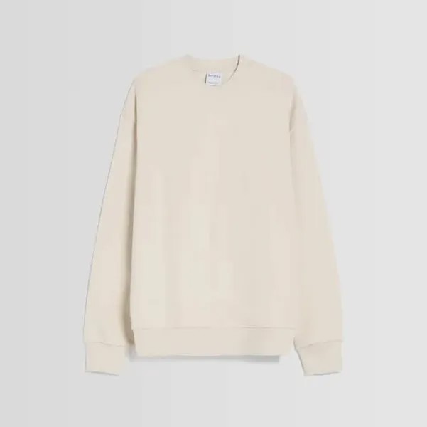 Свитшот Bershka Crew Neck, светло-бежевый