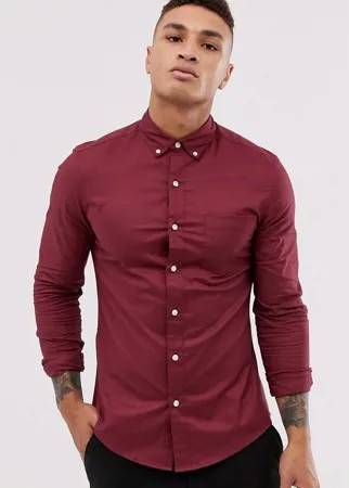Бордовая оксфордская рубашка Topman-Красный