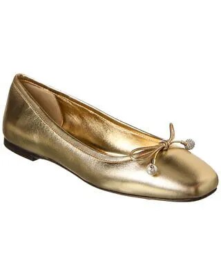 Jimmy Choo Elme Кожаные женские туфли на плоской подошве Золотые 37