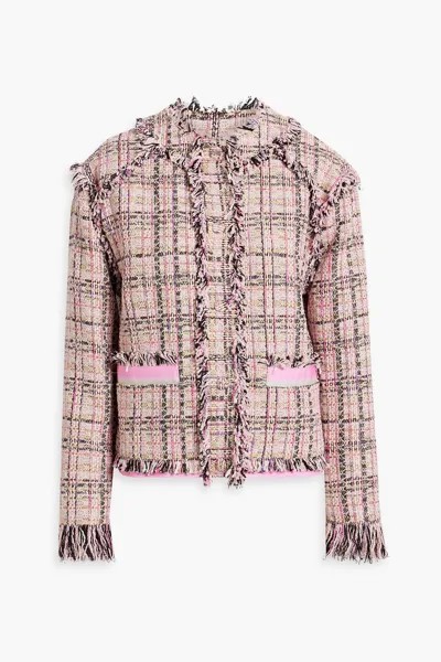 Твидовый пиджак с потертостями из смесового хлопка MSGM, розовый