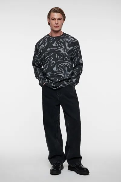 Лонгслив oversize хлопковый с принтом