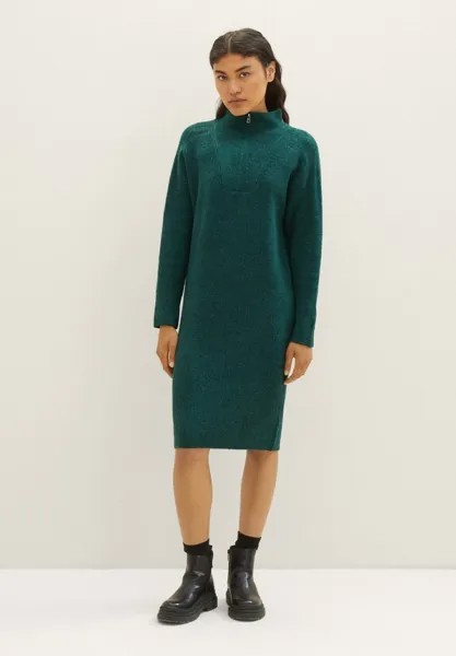 Платье Punto TOM TAILOR DENIM MIT TROYER KRAGEN, цвет midnight forest green mélange