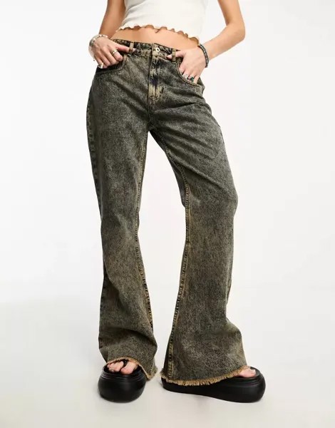 COLLUSION – удлиненные расклешенные джинсы в грязной стирке