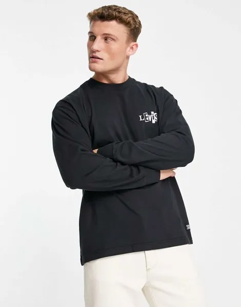 Черная футболка с длинными рукавами и небольшим логотипом Levi's Skateboarding