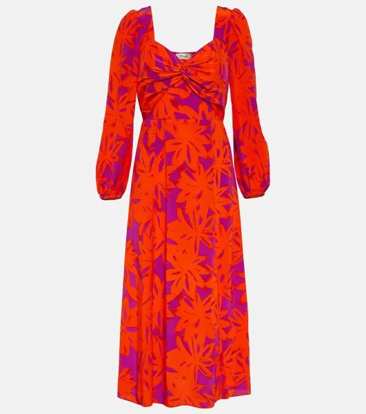 Платье миди Evie с цветочным принтом DIANE VON FURSTENBERG, оранжевый