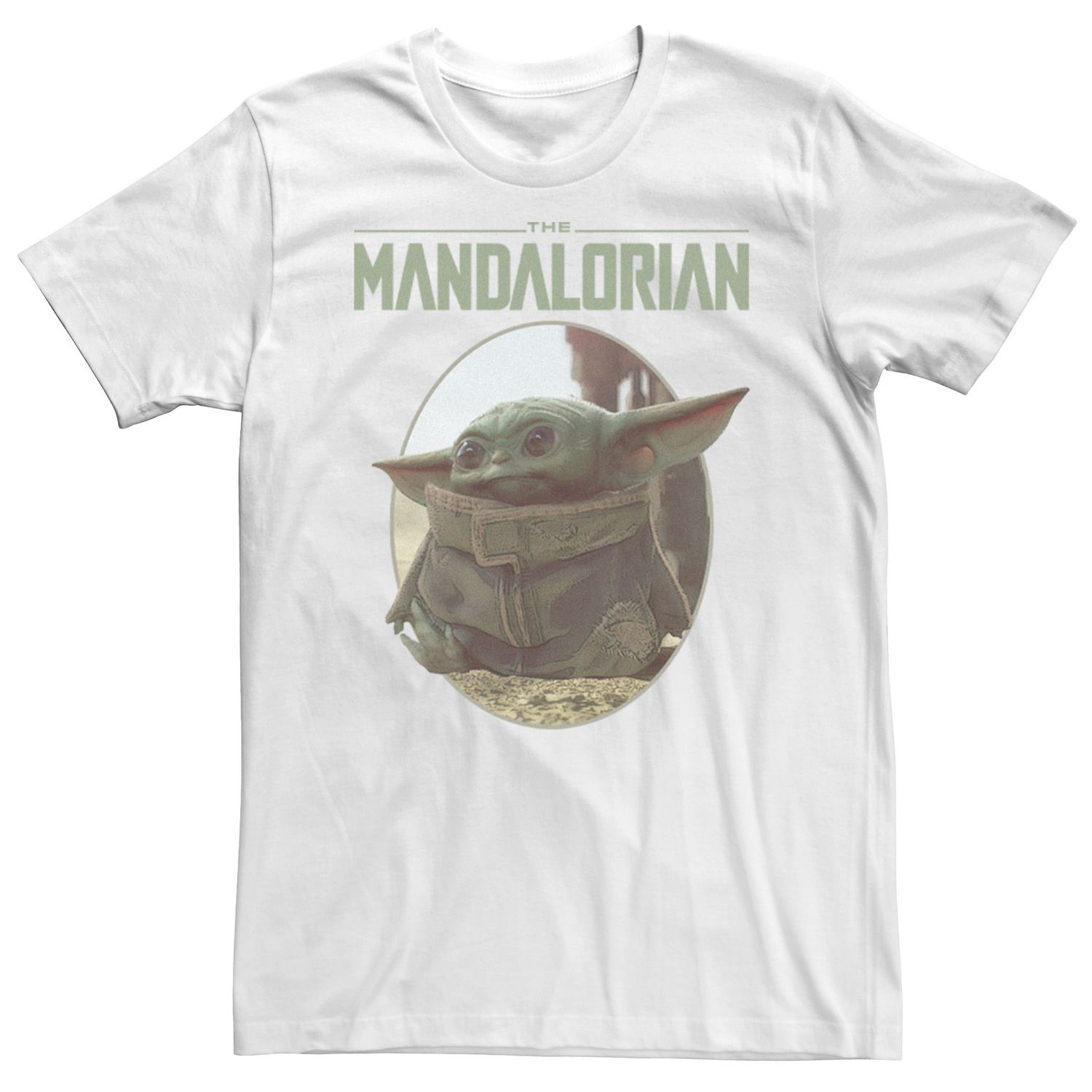 Мужская футболка с портретом The Mandalorian The Child Circle Star Wars, белый