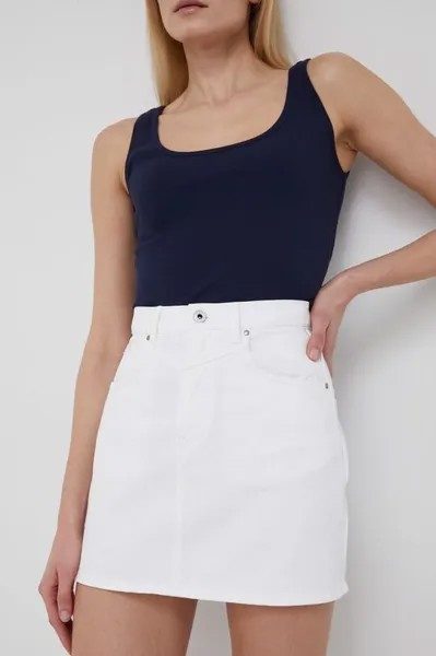 Юбка Rachel из хлопкового денима Pepe Jeans, белый
