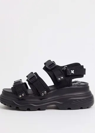 Черные сандалии на массивной подошве с пряжками Koi Footwear-Черный цвет