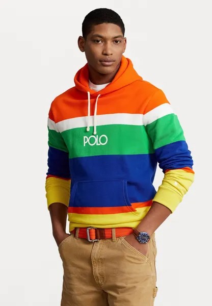 Толстовка Polo Ralph Lauren Logo Striped Fleece Hoodie, парусно-оранжевый