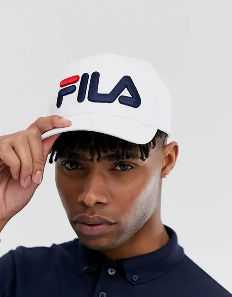 Белая кепка с крупным логотипом Fila Linea-Белый