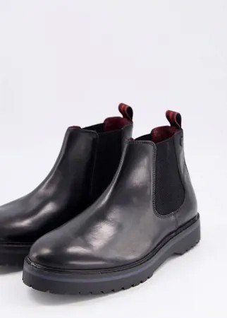Черные кожаные ботинки челси на массивной подошве Base London-Черный цвет