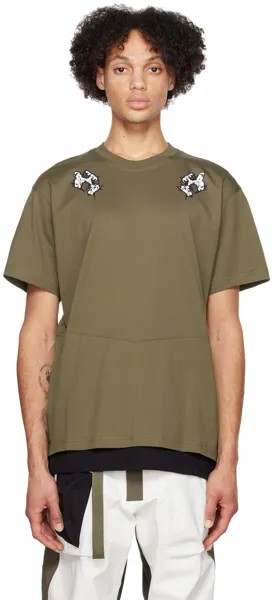 Многослойная футболка цвета хаки ACRONYM