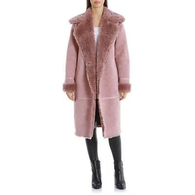Avec Les Filles Женское розовое длинное пальто из искусственной замши в байкерском стиле Верхняя одежда XL BHFO 3378