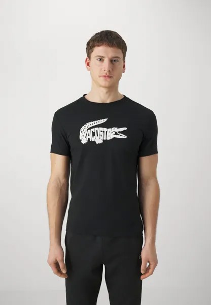 Футболка с принтом Printed Sports T-Shirt Lacoste, цвет black/white