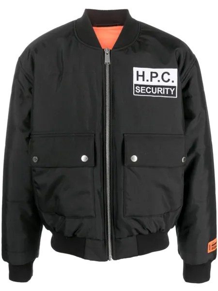 Heron Preston стеганый бомбер с вышитым логотипом, черный