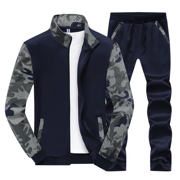 Мужской спортивный костюм из двух предметов, Свитшот и брюки, пуловер, спортивная одежда, мужская камуфляжная одежда, Y987