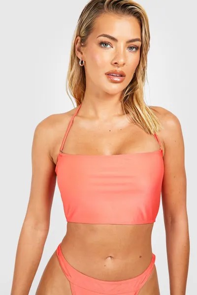 Длинный топ бикини essentials Boohoo, коралловый