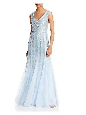 AIDAN MATTOX Женское голубое длинное вечернее платье без рукавов с подкладкой 2