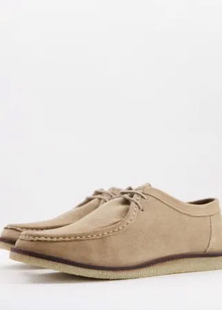 Бежевые замшевые туфли на шнуровке в стиле casual Silver Street-Светло-бежевый цвет