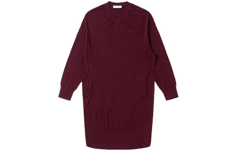 LACOSTE Женское платье с длинными рукавами, цвет Burgundy