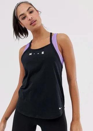 Черный спортивный топ Nike Training Elastika