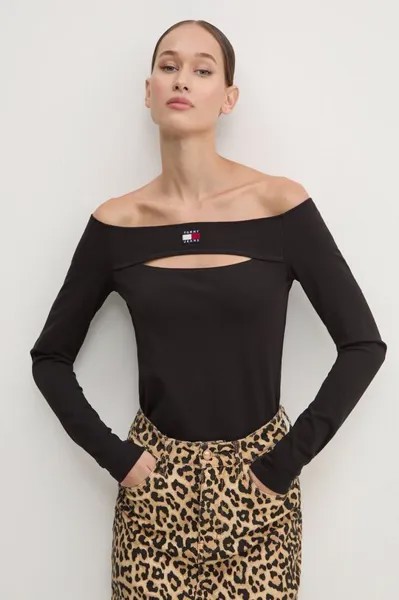 Лонгслив Tommy Jeans, черный
