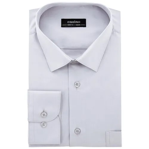 Рубашка мужская длинный рукав CASINO c320/156/1135/Z, Полуприталенный силуэт / Regular fit, цвет Серый, рост 174-184, размер ворота 44