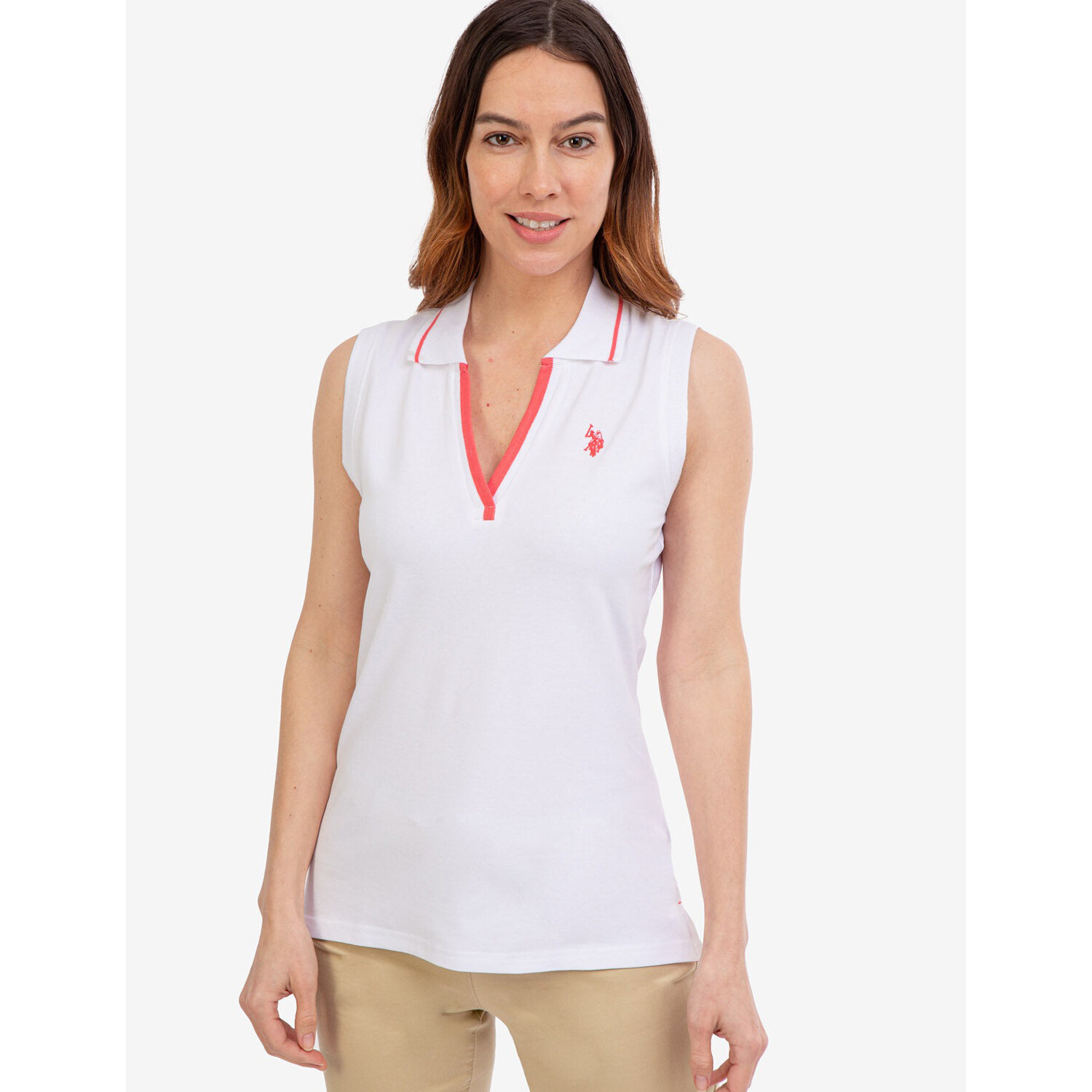 Футболка-поло U.S. Polo Assn. Open Placket Sleeveless, белый