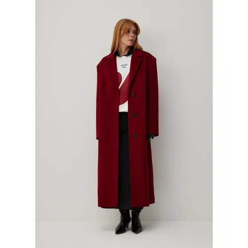 Пальто  NICEONE демисезонное, силуэт прямой, удлиненное, размер M, бордовый