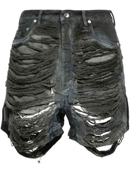 Джинсовые шорты с эффектом потертости Rick Owens DRKSHDW, серый