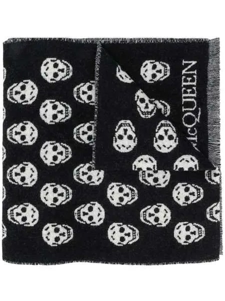 Alexander McQueen шарф вязки интарсия с узором SKull