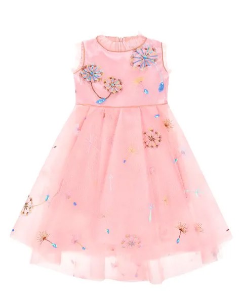Розовое платье с цветочной вышивкой Eirene