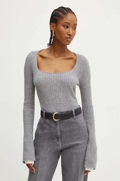Шерстяной свитер Pinko, серый