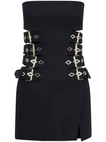 Платье мини из органического хлопка с поясом Dion Lee, черный