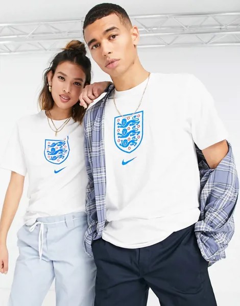 Белая футболка с изображением трех львов Nike Football Euro 2020 England-Белый