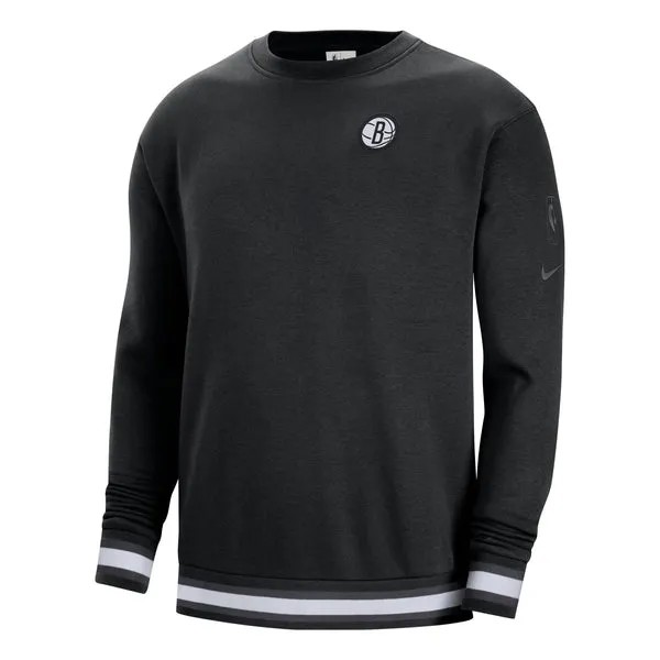 Толстовка Nike Brooklyn Nets Solid Color Fleece Lined Round Neck Pullover Long Sleeves Hoodie Men's Black, черный