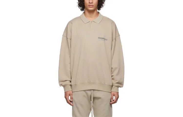 Футболка поло FW21 унисекс бежевого цвета Fear Of God Essentials, цвет Tan