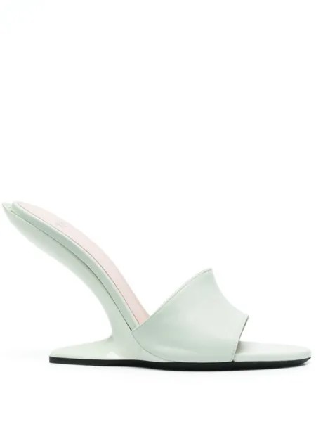 Nº21 Sabot leather mules, зеленый
