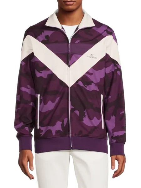 Спортивная куртка из камуфляжного джерси Valentino, фиолетовый
