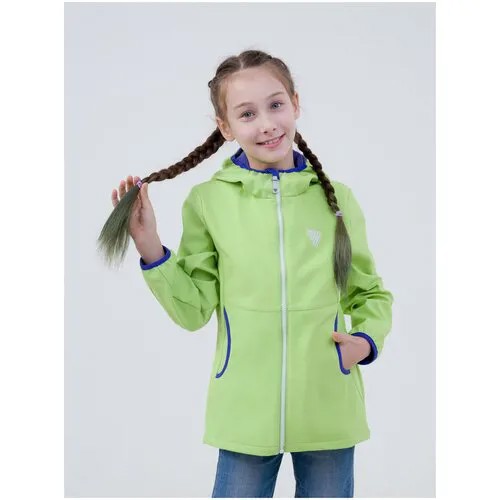 Демисезонная куртка для девочки, весна, осень, softshell В19044Ф Лайм (164)