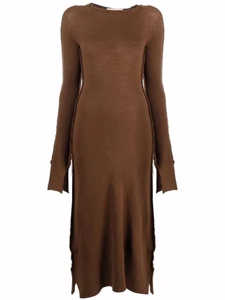 Marni трикотажное платье макси с длинными рукавами