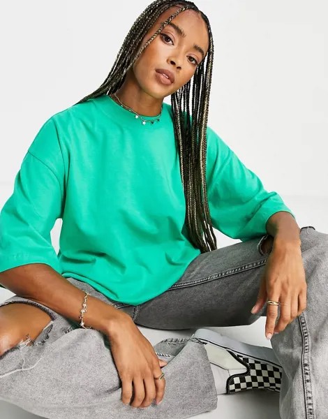 Зеленая oversized-футболка свободного кроя ASOS DESIGN-Зеленый цвет