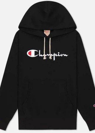 Женская толстовка Champion Reverse Weave Big Script & Logo Sleeve Hoodie, цвет чёрный, размер S