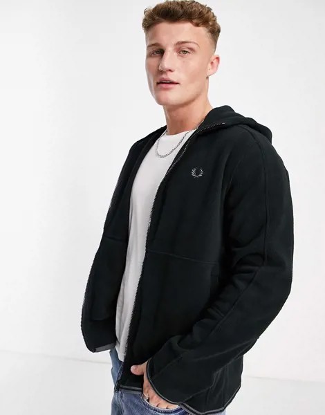 Черная флисовая олимпийка с капюшоном Fred Perry-Черный цвет