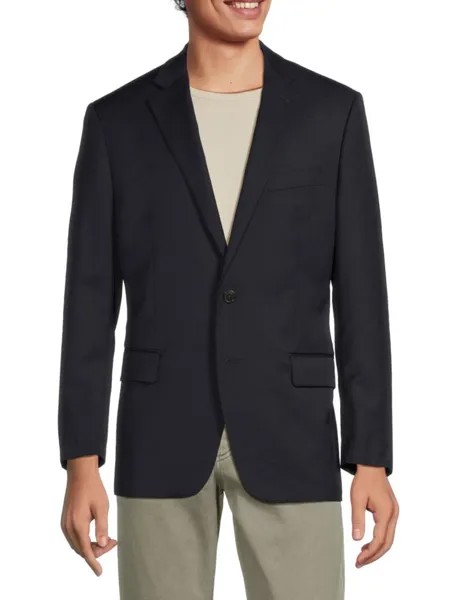 Однотонный шерстяной пиджак Ralph Lauren, темно-синий