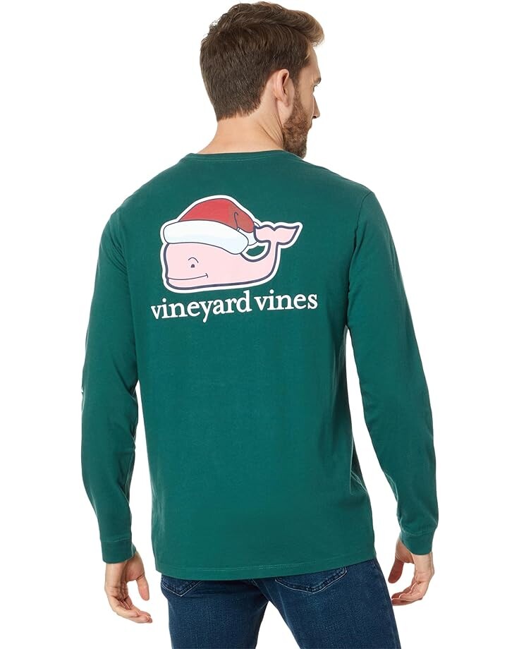 Футболка Vineyard Vines Santa Whale Long Sleeve Pocket Tee, цвет Charleston Green