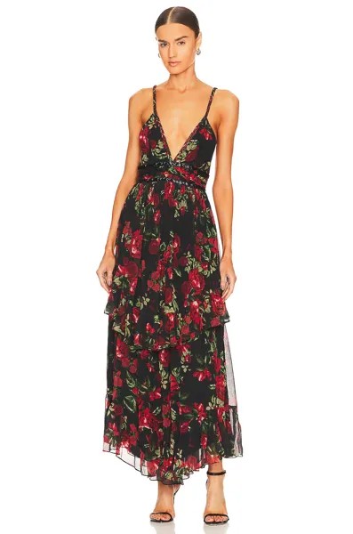 Платье ROCOCO SAND Maxi, цвет Black & Red Roses